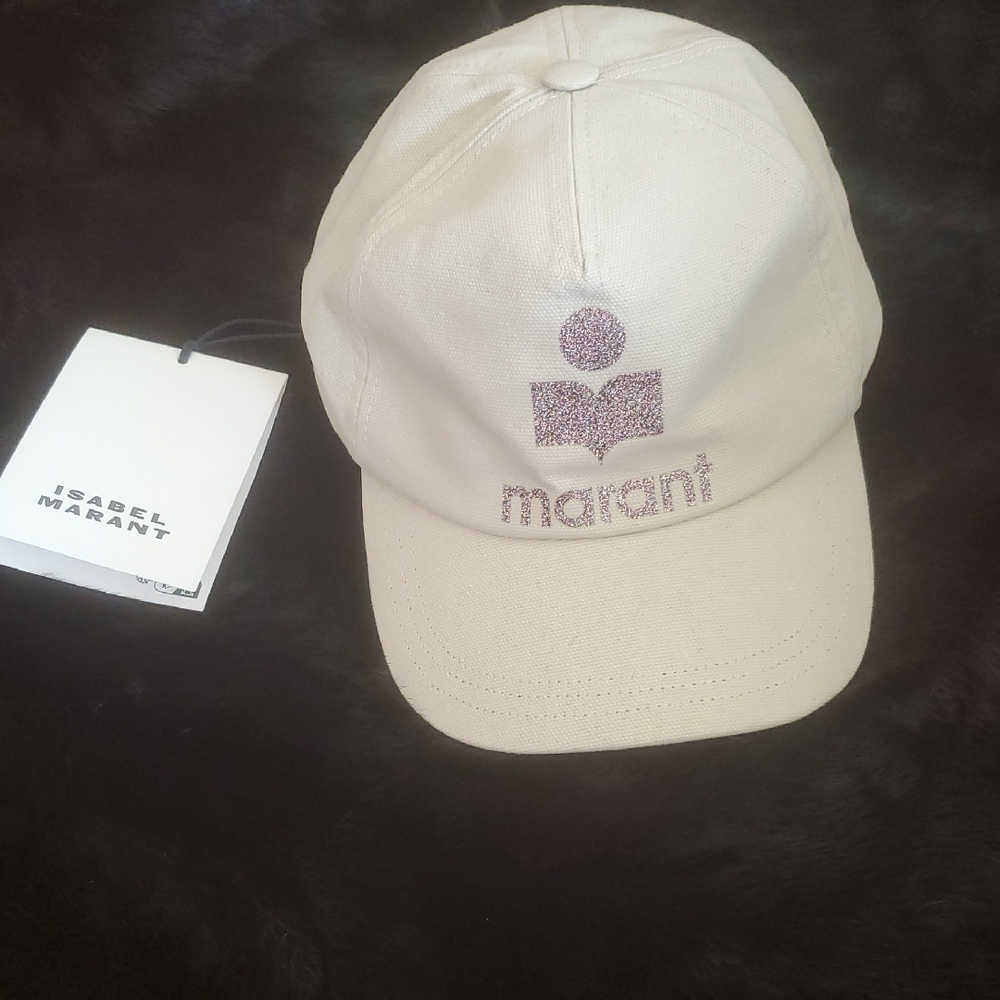 ISABEL MARANT TYRON GLITTER LOGO BASEBALL CAP ; 100%COTTON;SIZE:59 - Picture 3 of 11